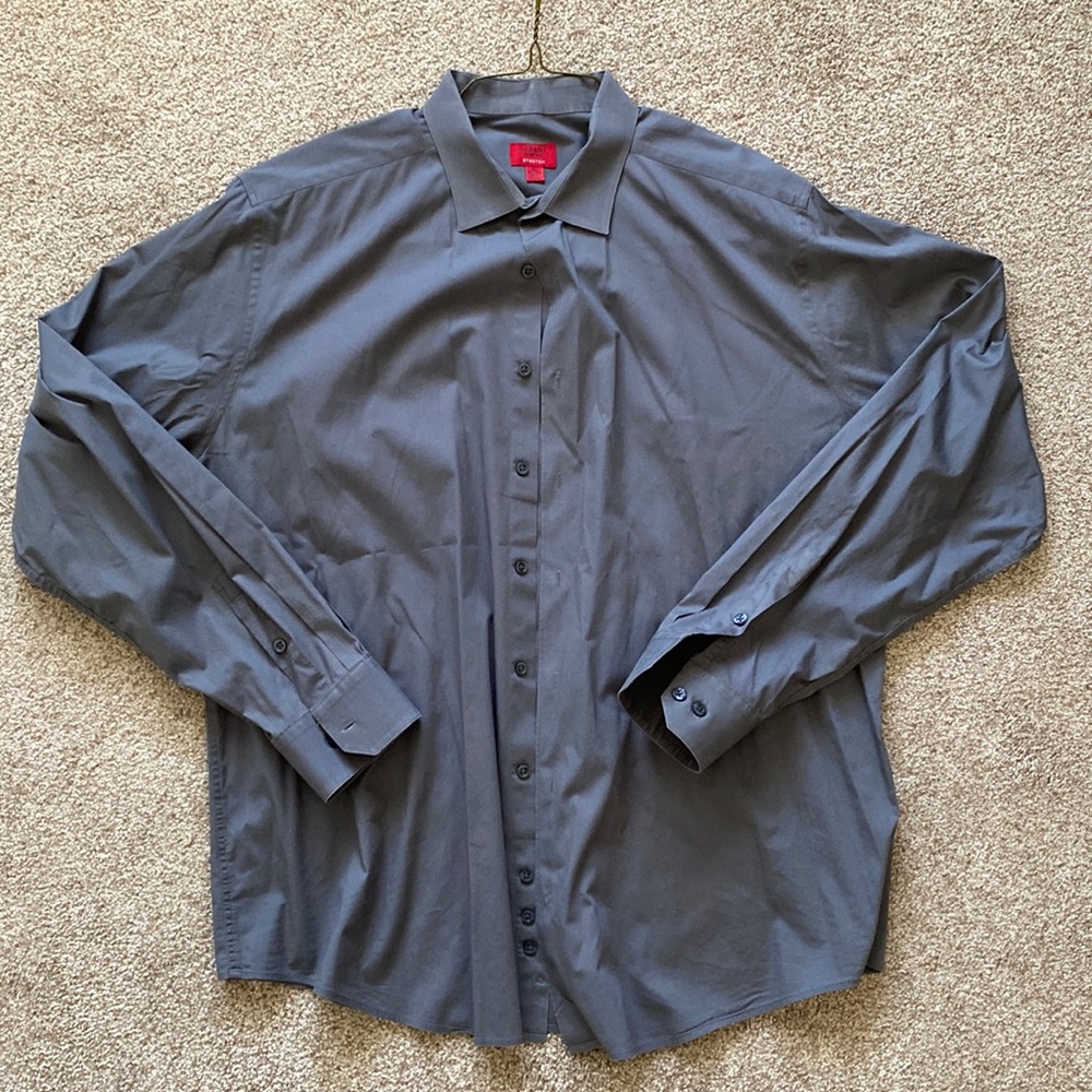 Alfani Slim Fit Stretch XL 17-17 1/2 36-37 Grey Dress Shirt